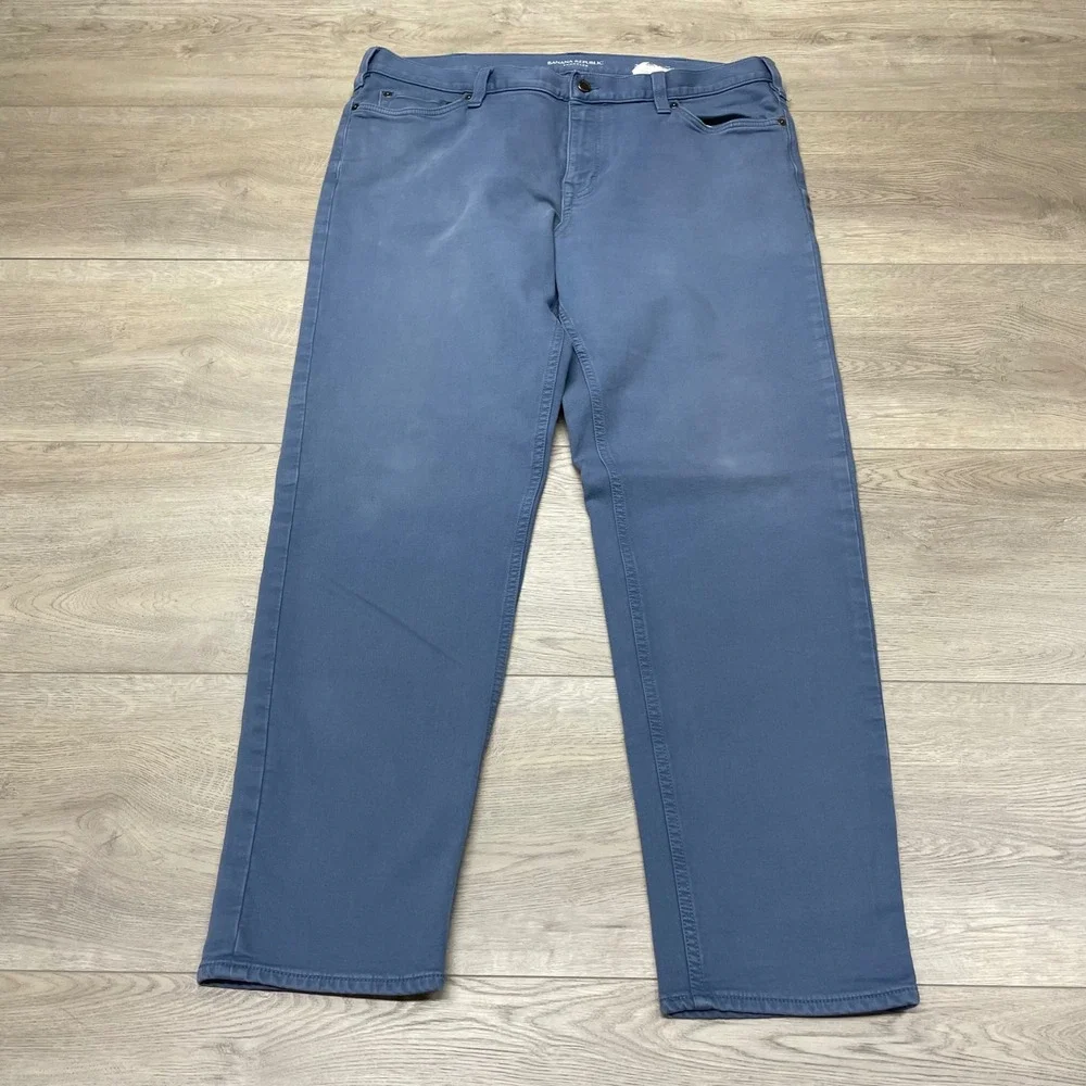 Banana Republic Traveler Pants Mens 38x32 Blue Shadow Athletic Tapered Fit